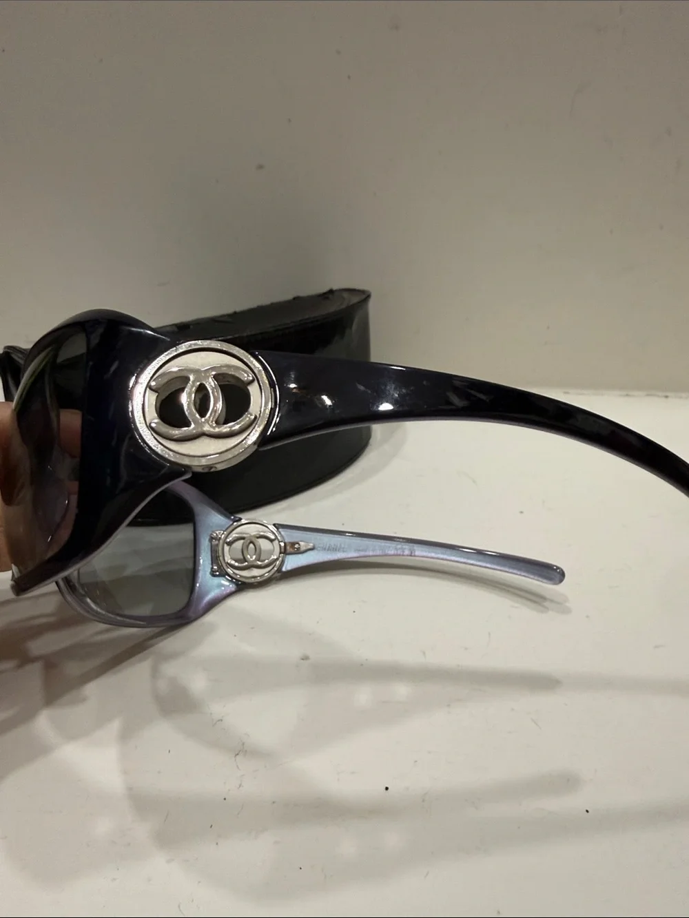 Authentic CHANEL Frame Sunglasses with Silver CC Accent